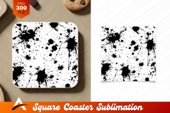 Black Ink Splatter Seamless Pattern Coaster Designs Product Image 1