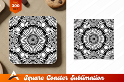 Abstract Floral Pattern Black And White Coaster Designs Product Image 1