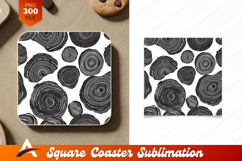 Black And White Wood Rings Coaster Designs Product Image 1