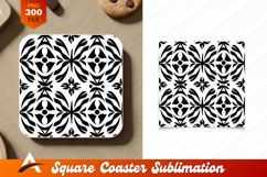 Black And White Floral Coaster Designs Pattern Product Image 1