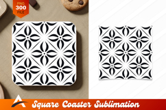 Black And White Floral Tile Pattern Coaster Designs Product Image 1