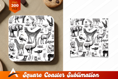 Animals Illustration Coaster Designs Black And White Product Image 1