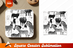 Zebra And Ungulate Illustration Seamless Pattern Coaster Product Image 1