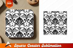 Seamless Black And White Floral Pattern Coaster Designs Product Image 1