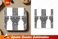 Ancient Architectural Columns Coaster Designs Illustration