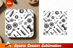 Seamless Pattern With Mechanical Parts Coaster Designs