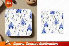 Elegant Blue Flower Repeat Pattern Coaster Designs