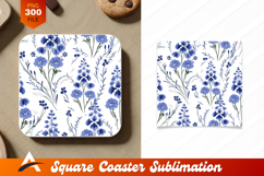 Blue Floral Pattern Botanical Coaster Designs