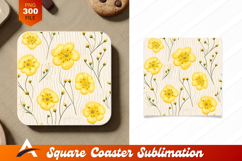 Yellow Floral Pattern Coaster Designs Wallpaper Backdrop Product Image 1