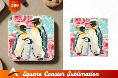 Penguin Family With Roses Coaster Designs Product Image 1