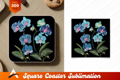 Embroidered Blue Orchids Decorative Coaster Designs Product Image 1