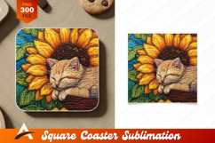 Sleeping Cat Sunflower Coaster Designs Woven Art Product Image 1