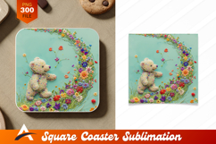 Floral Teddy Bear Springtime Coaster Designs Artwork Product Image 1