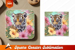 Cute Tiger Cub Amongst Tropical Flowers Illustration Product Image 1