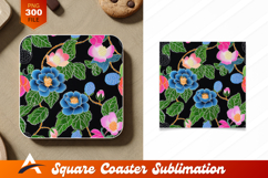 Floral Pattern With Blue Pink Flowers Coaster Designs Product Image 1
