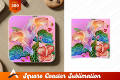 Floral Arrangement With Textured Leaves Coaster Designs Product Image 1