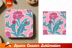Elegant Pink Floral Seamless Pattern Coaster Designs Product Image 1