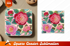 Floral Pattern With Camellias Coaster Designs Product Image 1