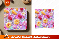 Embroidered Flowers Corn Cherries Pattern Coaster Designs Product Image 1
