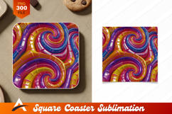 Abstract Spirals In Pink Blue And Gold Coaster Designs 