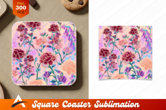Ornate Floral Pattern With Pink Hues Coaster Design Product Image 1