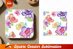 Floral Sketch Seamless Pattern Coaster Designs Product Image 1