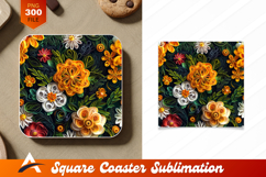 Quilled Paper Flowers Artistic Coaster Designs Background Product Image 1
