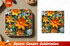 Quilling Paper Flowers Floral Background Coaster Designs Product Image 1
