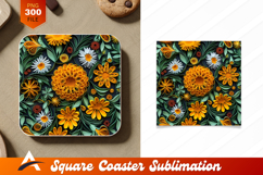 Paper Quilled Flowers Coaster Designs On Dark Background Product Image 1