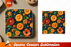 Colorful Paper Flowers With Green Leaves Design Product Image 1