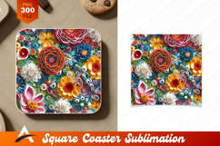 Quilled Floral Arrangement Bright Colorful Coaster Designs Product Image 1
