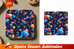 Abstract Floating Colorful Cubes Coaster Designs Concept