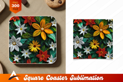 Colorful Floral Paper Quilling Seamless Pattern Coaster Product Image 1