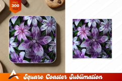 Floral Coaster Designs With Quilled Purple Flowers Product Image 1