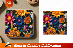 Quilled Paper Flower Art Colorful Coaster Designs Product Image 1
