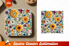 Colorful Quilling Flowers Pattern Decorative Art Coaster Product Image 1