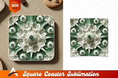 Floral Cream Green Decorative Coaster Designs Product Image 1