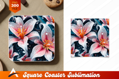 Artistic Pink Lily Floral Pattern Coaster Designs Product Image 1