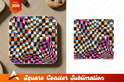 Distorted Checkered Pattern Contemporary Coaster Designs Product Image 1