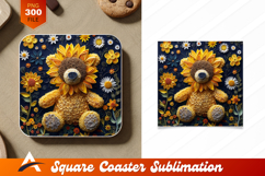 Quilled Bear Surrounded By Flowers Coaster Designs Product Image 1