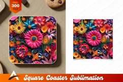 Colorful Paper Flowers Coaster Designs Bright Background Product Image 1