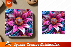 Quilled Paper Flower Coaster Designs Pink Blue Product Image 1