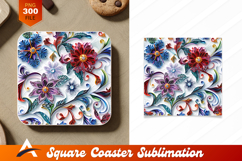 Quilling Flowers And Foliage Coaster Designs Abstract Product Image 1