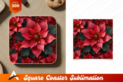 Beautiful Red Poinsettia Floral Coaster Designs Pattern Product Image 1