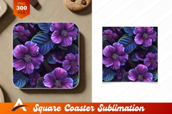 Exotic Purple Flowers And Leaves Coaster Designs Product Image 1