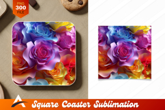 Colorful Paper Roses Artistic Coaster Designs Product Image 1