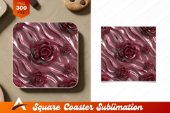 Burgundy Roses On Wavy Satin Coaster Designs Product Image 1