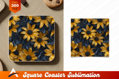 Floral Pattern With Golden Yellow Flowers Coaster Designs
