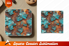 Turquoise Paint On Rusty Metal Coaster Designs