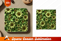 Elegant Floral Pattern Featuring Green Daisy Flowers Product Image 1
